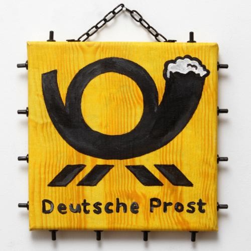 Symbol Posthorn gemalt als Bierkrug "Deutsche Prost" Symbol Posthorn gemalt als Bierkrug "Deutsche Prost"