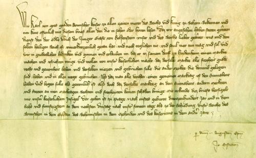 Urkunde aus dem Jahr 1356.