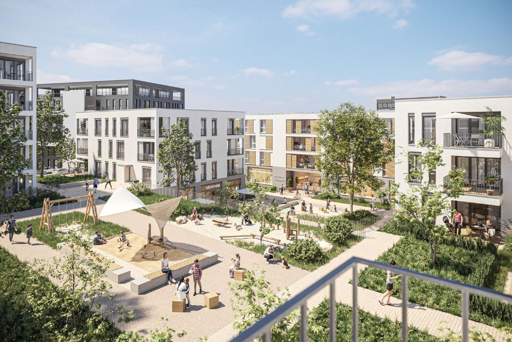 Rendering des zukünftigen "Brenzpark-Quartiers"